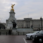 Buckingham Palace with The Queen Victoria Memorial in front.