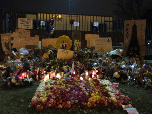 A memorial for the victims of last Friday's attacks has sprung up at the French Embassy in D.C.