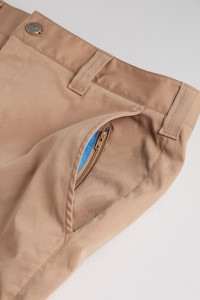 Detail of hidden zipper in Khaki Chinos by BluffWorks.