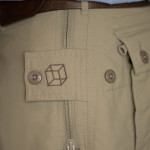 Detail of secure pocket in Adventure pants by Clothing Arts.