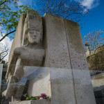 Oscar Wilde's gravesite. The glass is to prevent visitors from kissing it.