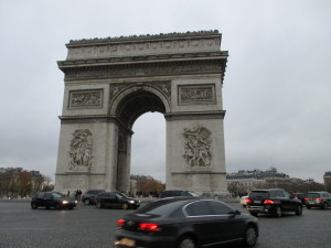 The Arc de Triomphe, which honors those who fought and died in the French Revolutionary and Napolenic Wars. Construction began in August 1806, and it was inaugurated on July 29, 1836.