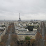 A view of the Eiffel Tower from the top of the Arc de Triomphe. Look at how much taller it is than buildings in the distance!